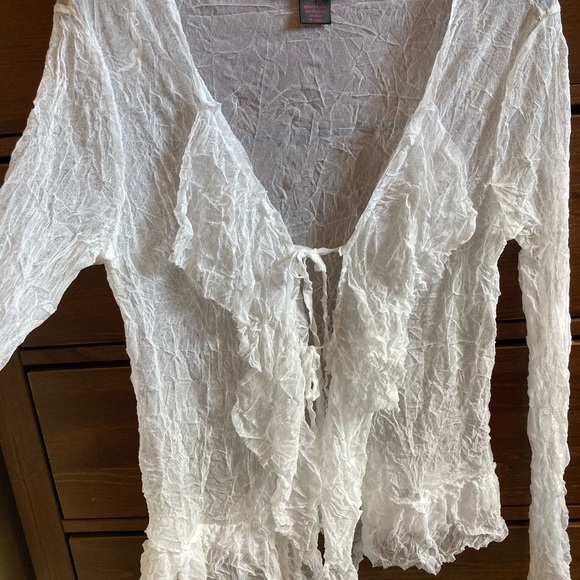 White Elena Wang Ruffle Knit Jacket Size S  Excellent Used Condition - Picture 3 of 10
